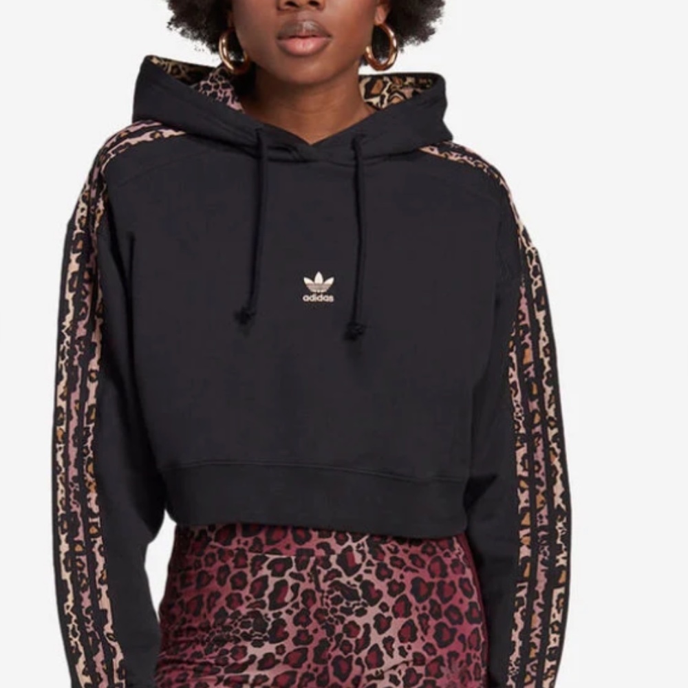 Adidas Cropped Leopard Hoodie